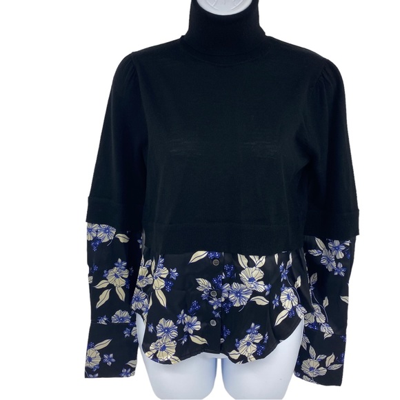 Veronica Beard | Nina Layered Slim-fit Jumper Mixed Media Sweater Silk Wool | S - Picture 4 of 13